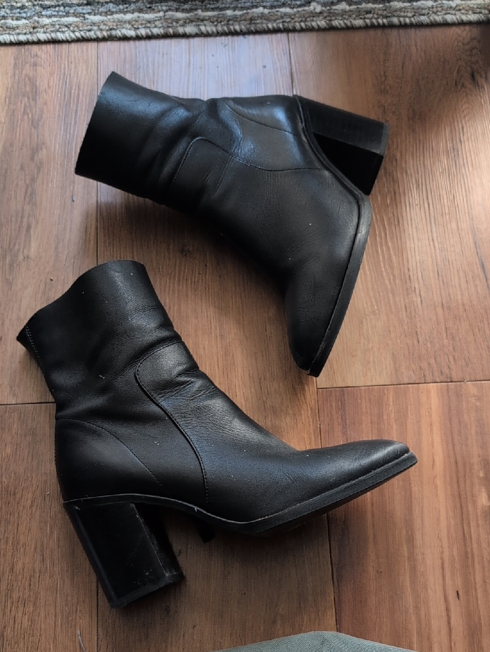 Black Leather Heeled Boots